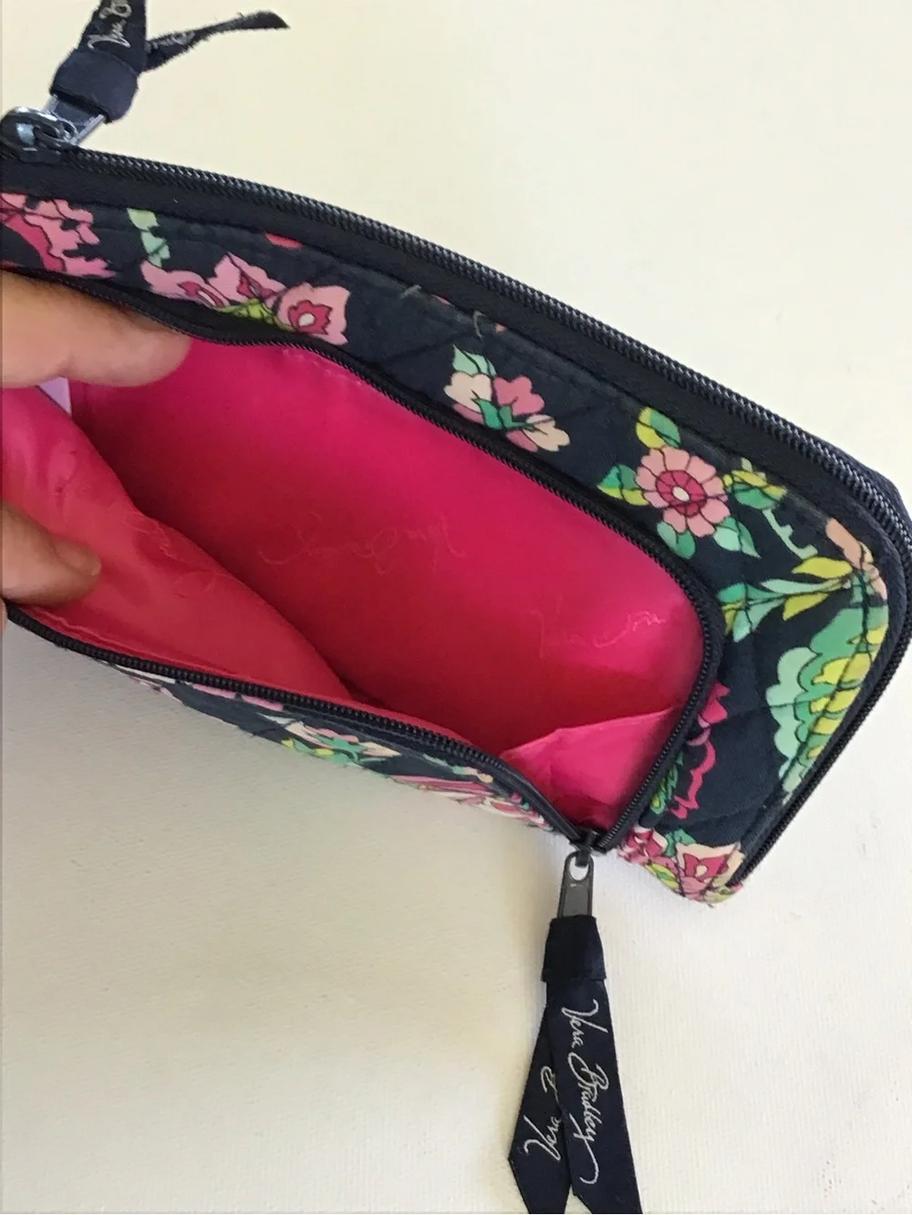 Vera Bradley Navy Paisley Floral Zip Wristlet
